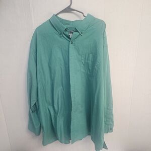 HB Harbor Bay Green Long Sleeve Button Down Shirt Sz 3XL Preppy Timeless Q0327